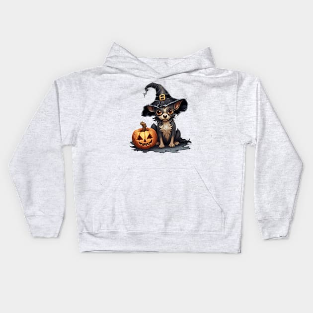 Halloween Chihuahua Dog #1 Kids Hoodie by Chromatic Fusion Studio